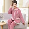Pijama de mãe de meia-idade e idosa de inverno feminino coral fleece de três camadas acolchoado engrossado vovó jaqueta acolchoada de algodão quente para idosos