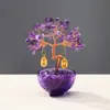 Enfeites de Árvore de Cristal Natural para Casa, Ametista Amarela, Sala de Estar, Estação de Trabalho de Escritório, Decoração de Árvore da Fortuna de Cristal