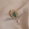 Broche Folha Luxo Elegante Moda Anti-Exposição Casaco Versátil Alfinete de Lapela Acessório Gola de Terno