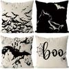 Funda de Almohada de Calabaza de Halloween Más Vendida Transfronteriza Decoración del Hogar Cojín Sofá Funda de Almohada de Lino Admite Personalización