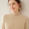 Suéter de Cachemira de Color Puro Nuevo para Otoño e Invierno, Suéter de Punto Básico de Cuello Redondo para Mujer, Jersey de Manga Larga Holgado Simple Suave y Sedoso