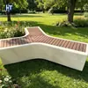 Banco de estanque de cemento tipo rama de árbol en Y, banco largo de madera anticorrosión para parque exterior, asiento de ocio GRC, hecho a medida