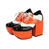 Tallas 36-48 Zapatos de Mujer con Cordones y Tacón Cuadrado para Todas las Estaciones, Zapatos Planos de Moda para Mujer, Plataforma Impermeable, Tacones Ultra Altos, Zapatos Bajos de Piel