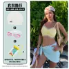 Borda de renda retrô estilo francês, design color-block fresco e doce, maiô simples de duas peças para mulheres, efeito emagrecedor, conjunto de três peças