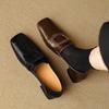 Mocasines de Piel para Mujer, Estilo Británico, Puntera Cuadrada con Hebilla, Nuevo Modelo Primavera y Otoño 2026, Zapatos Planos Slip-On Color Chocolate