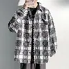 Camisa xadrez de manga comprida para homens, estilo primavera e outono, marca de alta qualidade da moda, jaqueta casual estilosa, top com design retrô americano