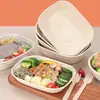 Caja de almuerzo desechable biodegradable en forma de U de pulpa, caja ligera para alimentos, ensaladera, caja para empacar frutas, lonchera, lonchera con tapa