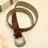 Cinturón Vintage de Cuero Genuino con Tachuelas para Mujer, Cinturón Decorativo Versátil de Piel de Vaca, Moderno Cinturón para Jeans con Hebilla de Pin, Estilo de Moda