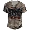 Exportación Europea y Americana Cárdigan Medio Cruzado Casual de Manga Corta Estampado Digital Ajustado Suéter Camiseta Tops para Hombre