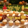 Adorno para Pastel de Acción de Gracias con Purpurina Agradecido Agradeciendo Pavo Calabaza Decoración de Postre para Fiesta Inserto