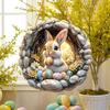 Huevo de Pascua de madera transfronterizo conejo tema de animal de dibujos animados decoración del hogar decoración artística de cafetería anuncio
