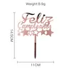 Cartão de aniversário de acrílico espanhol transfronteiriço feliz cumpleanos festa decoração de bolo de panificação