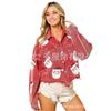 24 Transfronterizo ins Nuevas Explosiones Otoño e Invierno Chaqueta de Mujer Lentejuelas de Papá Noel Traje de Béisbol Chaqueta Vieja de Pana