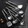 Juego de utensilios de cocina de acero inoxidable con mango de tubo redondo pequeño, espátula, colador, cuchillo y tenedor, pinzas, batidor de huevos, juego de utensilios de cocina