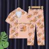 Pijamas de Primavera y Verano para Niños de Comercio Exterior para Niños y Niñas Solapa Manga Corta Pantalones Carto Kappi Barra Ropa para el Hogar Conjunto de Ropa para Niños