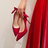 Novedad 2025 Zapatos Franceses de Seda y Satén para Damas de Honor, Zapatos Blancos Usables Diariamente para Bodas, Tacones de Aguja para Novias