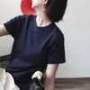 Celebre o Caimento Perfeito: Algodão Lyocell Tencel, Macio e com Caimento Fluido, Modelagem Ampla, Camiseta Regular de Manga Curta para Mulheres, Top Fresco de Verão