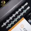 Nuevos Productos Nuevo Pulsera de Plata S925 Moissanita Hip-hop Transfronterizo Europeo y Americano 18mm Trébol de Cuatro Hojas Pulsera de Cadena Cubana