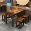 Mesas y sillas de madera maciza carbonizada para uso comercial en restaurantes, puestos de comida, establecimientos de snacks y comida rápida, comedores comerciales, restaurantes de barbacoa y hot pot