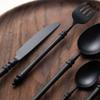 Estilo japonés INS tarro pequeño de bambú inspirado diseño diario vajilla occidental acero inoxidable 304 cuchillo tenedor cuchara para bistec juego palillos