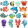 Mundo Animal Subaquático Baleia Balão Festa Decorações Lagosta Golfinho Água-viva Mundo Subaquático Balões de Folha de Alumínio