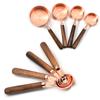 Juego de cucharas medidoras de acero inoxidable color oro rosa, báscula para hornear, cuchara para hornear con mango de madera, taza medidora con pico invertido, en stock