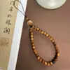 Cadena para teléfono de sándalo verde, cadena para teléfono de madera de azufaifo y adornos de madera de estilo étnico con temática de loto y nube auspiciosa - al por mayor