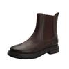 Botas estilo retro europeo y americano para mujer, estilo británico, de principios de otoño, con punta redonda, suela gruesa y fina, botines con tacón grueso y correa de goma.