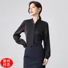 Nuevas Blusas de Trabajo Otoño/Invierno 2026 para Ir al Trabajo, Blusa Negra de Gasa para Mujer, Camisa Profesional Negra para Entrevistas de Mujer