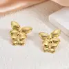 Brincos Geométricos Irregulares de Novo Produto Transfronteiriços, Aço Titânio Aço Inoxidável Banhado a Ouro 18K, Brincos Vintage, Joias Exclusivas de Alta Qualidade