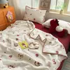 Colcha de Verano Clase A 100% Algodón Puro con Borde de Concha Fair Isle, Colcha de Verano de Algodón Puro con Dibujos Animados para Dormitorio Estudiantil, Colcha Fina para Aire Acondicionado 4