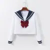 Roupa de marinheiro para comércio exterior transfronteiriço, autêntica roupa universitária original estilo japonês, gola azul-marinho, uniforme JK branco de duas peças, conjunto básico