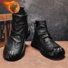 Botas Martin para hombre, zapatos de otoño, estilo retro británico, informales, de caña media, de cuero, negras, con cremallera lateral para motocicleta, botas altas de cuero para herramientas