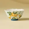 Taza de té de cerámica rociada con oro hecha en fábrica con patrones florales, taza personal de maestro, taza de té kung fu estilo chino pintada a mano