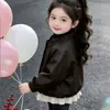 Chaqueta de cuero para niña otoño nuevo elegante versátil top niña pequeña manga larga gabardina chaqueta ropa de otoño chaqueta moderna