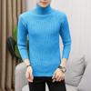 Nuevo Suéter de Cuello Alto de Color Sólido para Hombre Otoño e Invierno Estilo Coreano Ajustado Talla Grande Suéter Básico de Punto a Rayas para Hombre