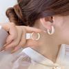 Pendientes con forma de gota de aceite verde, hebilla para la oreja, pendientes de sentido avanzado, diseño de nicho, entrada de lujo, pendientes blancos, pendientes de círculo explosivo de marea.