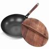 Olla de Hierro Qiutie Sabor Longzhi para Uso Doméstico, Olla de Cocina sin Recubrimiento de Fondo Plano, Wok Forjado Antiadherente, Olla de Hierro Estilo Chino Puro Zhangqiu