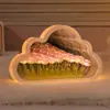 Luz Noturna de Nuvem DIY Feita à Mão Espelho Flor Rosa Lâmpada de Atmosfera Marinha Decoração Criativa para Quarto Presente de Dia dos Namorados