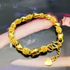 Pulsera Exquisita Recortada de un Solo Color Arena Dorada con Artículos Dentro y Fuera, Transmisión en Vivo del Club de Exportación, Chapada en Oro de Cobre, Moda Coreana, Cristal para Mujer