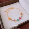 Pulseira Flor de Lis de Zircônia Banhada a Ouro Real 18K Dopamina Nicho Versátil Joia de Mão de Luxo Acessível Atacado para Mulheres