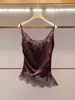 Shenzhen Nanyou Ropa Fina para Mujer Nuevo Verano Estilo Francés de Moda Sexy Top Camisola de Acetato Fruncido con Encaje