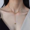 Estilo coreano retro simples 18K colar de bola de borla de ouro feminino nicho design sentido ins estilo frio em forma de Y bloqueio de emagrecimento