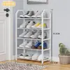 Zapatero Trapezoidal Simple para Uso Doméstico, Colocado en la Entrada, Dormitorio, Habitación, Armario Zapatero de Almacenamiento, Balcón, Estante de Cuatro Niveles, Ahorro de Espacio