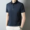 2024 Nueva Moda Estilo Coreano Famoso en Internet Seda de Hielo Sin Marcas Camiseta de Manga Corta para Hombre Negocios Color Sólido Media Manga Transpirable Sin Marcas