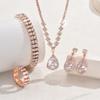 Origem transfronteiriça Europa e América do Norte moda retrô diamante AB colorido colar brincos zircônia pulseira conjunto de três peças joias versáteis
