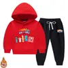 Conjunto de dos piezas de sudadera con capucha para niños y niñas para otoño e invierno, estilo nuevo, forro polar, engrosado, ropa de invierno cálida