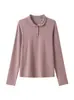 Moda Feminina Estilo Lulu, Blusa Elegante com Gola Boneca Redutora de Idade e Manga Longa, Novo Modelo 26, Camiseta Clássica Versátil de Manga Longa