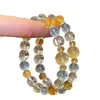 Pulsera de Lujo Ligero de Gama Alta Imitación Azalea Amarilla Azalea Blanca Cristal de Aguamarina Pulsera de Moda Diseño de Nicho Joyería para la Mano