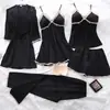 Lingerie Sexy Popular Europeia e Americana Rendas Suspensórios Renda Shorts Calças Cardigã Roupão Cinco Peças Roupas de Casa